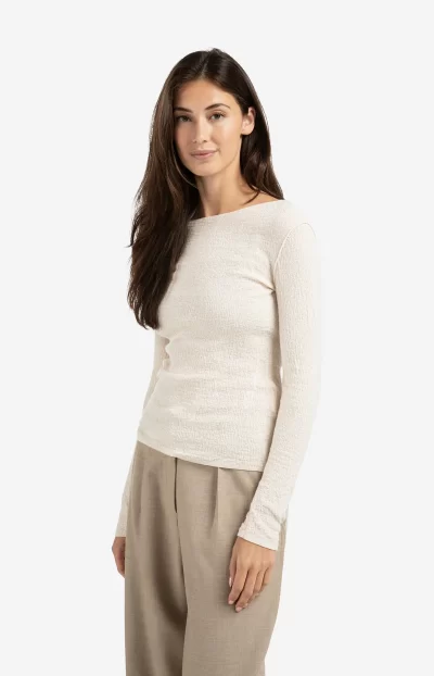 Taleen Fine knitted top in chalk - Image 6