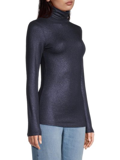 Sayla Metallic Turtleneck in marine - Image 6