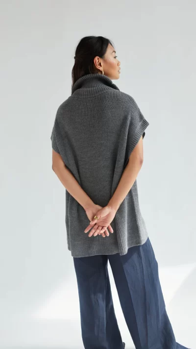 Millie Sleevless Knit Cardigan - Grey - Image 3