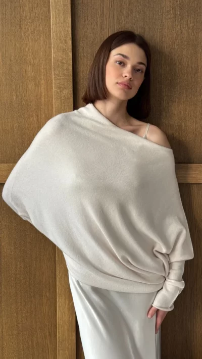 Natalie Asymmetric Sweater - Ivory - Image 6