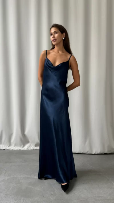 Alena Satin Dress - Deep Navy - coming soon - Image 9