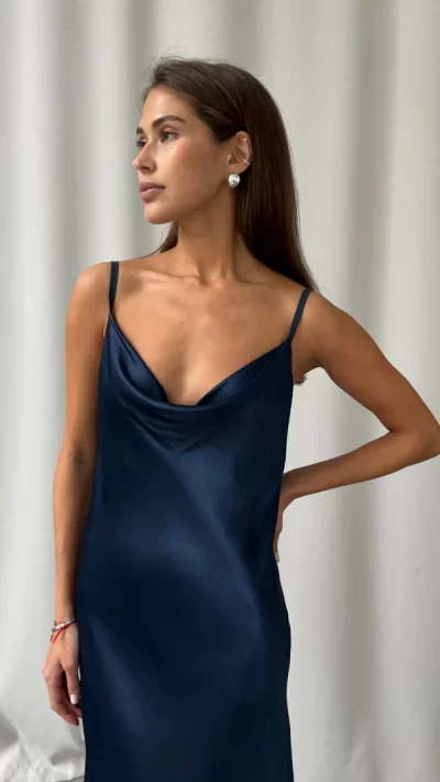 Alena Satin Dress - Deep Navy - coming soon - Image 10