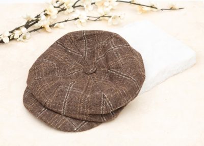Plaid Newsboy Caps in tan - Image 2
