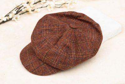 Plaid Newsboy Caps in rust - Image 2
