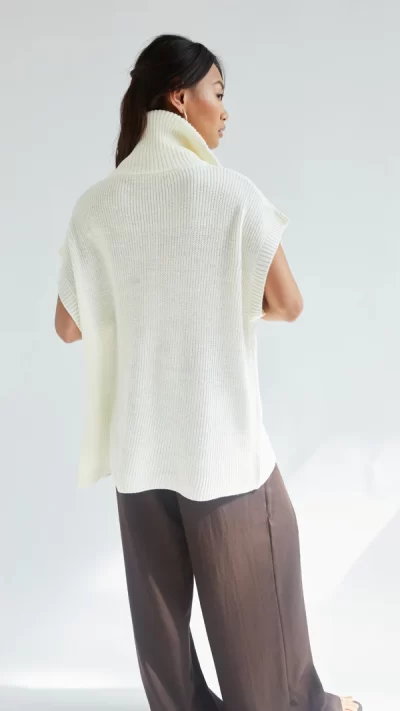Millie Sleeveless Knit Cardigan - Ivory - Image 2