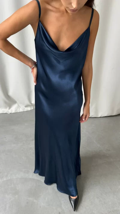 Alena Satin Dress - Deep Navy - coming soon - Image 8