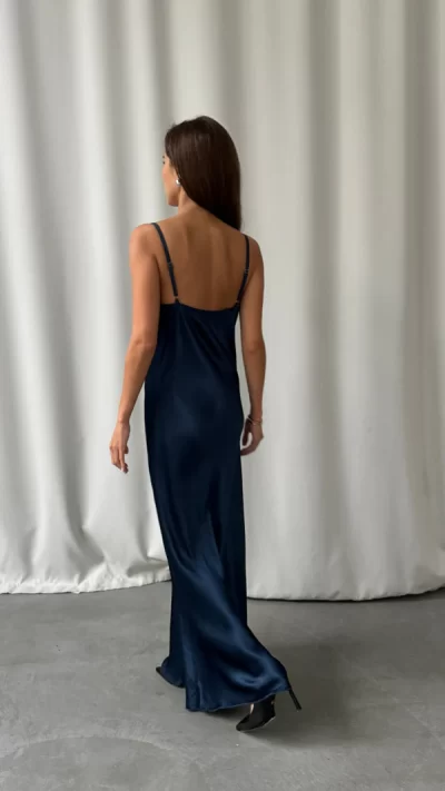 Alena Satin Dress - Deep Navy - coming soon - Image 5