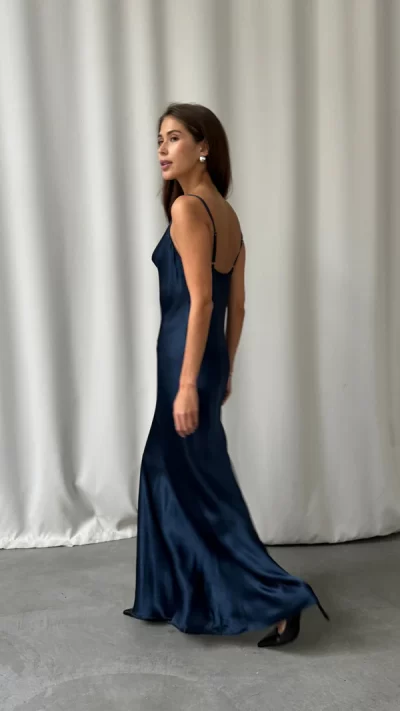 Alena Satin Dress - Deep Navy - coming soon - Image 4
