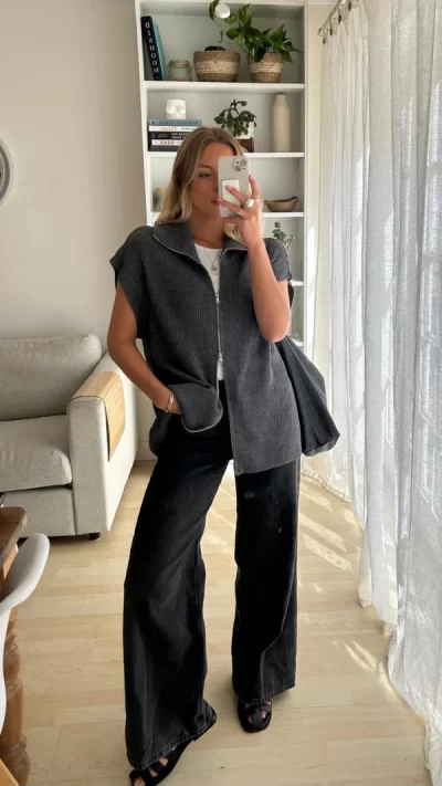 Millie Sleevless Knit Cardigan - Grey - Image 14