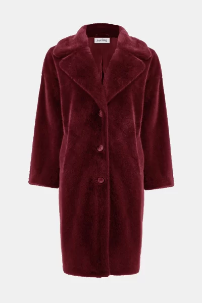 Cassidy Faux Fur Coat in merlot - Image 2