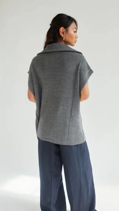 Millie Sleevless Knit Cardigan - Grey - Image 10