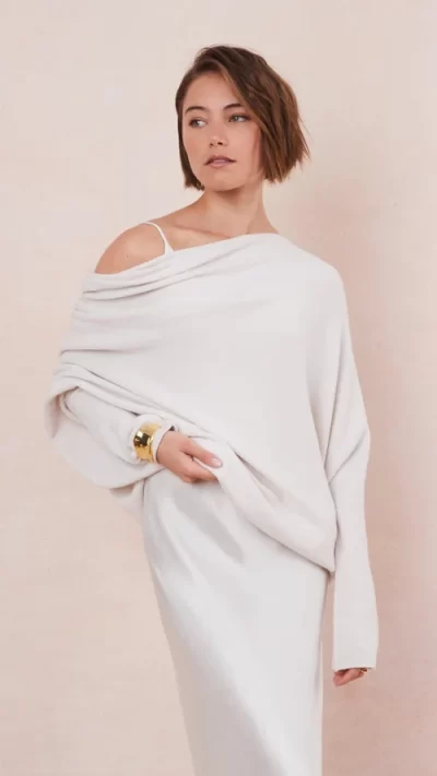 Natalie Asymmetric Sweater - Ivory - Image 12