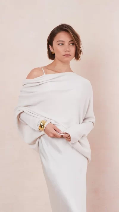 Natalie Asymmetric Sweater - Ivory - Image 10