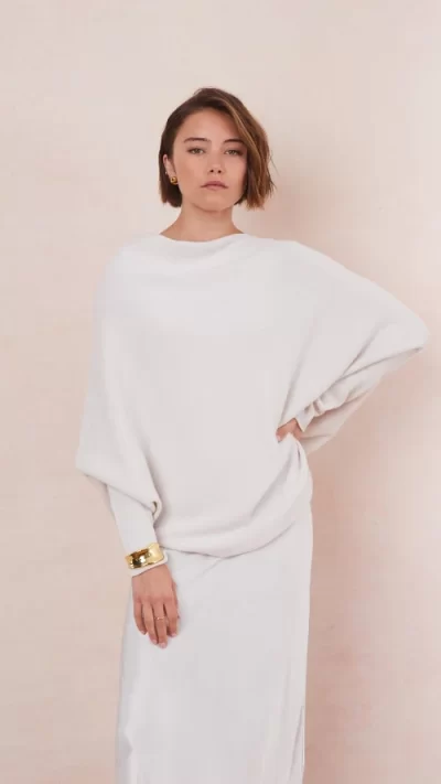 Natalie Asymmetric Sweater - Ivory - Image 9