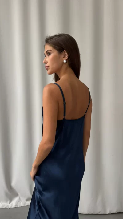 Alena Satin Dress - Deep Navy - coming soon - Image 2
