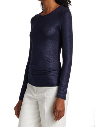 Mani Metallic Crewneck in marine - Image 5