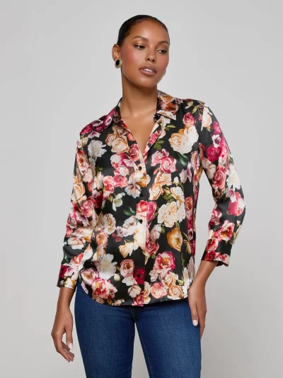 Dani Silk Blouse in Cluster Floral - Image 6