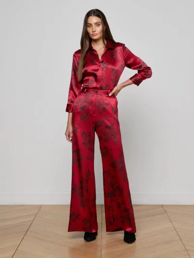 Dani Silk Blouse in burgundy painterfly - Image 5
