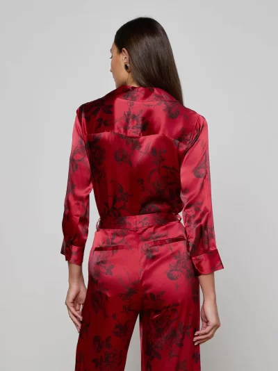 Dani Silk Blouse in burgundy painterfly - Image 4