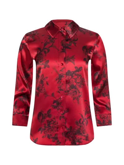 Dani Silk Blouse in burgundy painterfly - Image 2