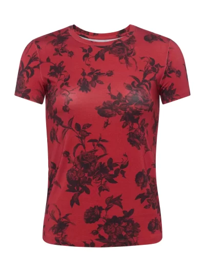Ressi Fitted Tee in burgundy floral - Image 2