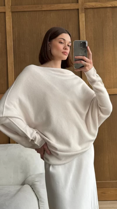 Natalie Asymmetric Sweater - Ivory - Image 2