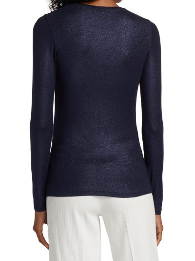 Mani Metallic Crewneck in marine - Image 4