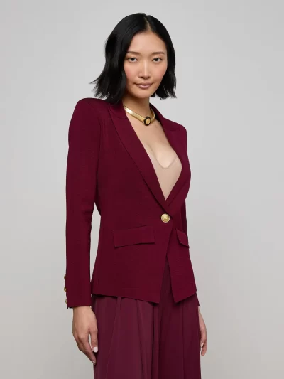 Chamberlain Knit Blazer in dark port - Image 6