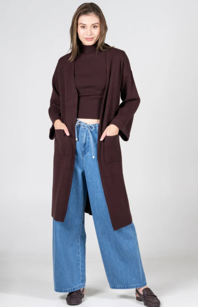 Chandler Long Cardigan in espresso