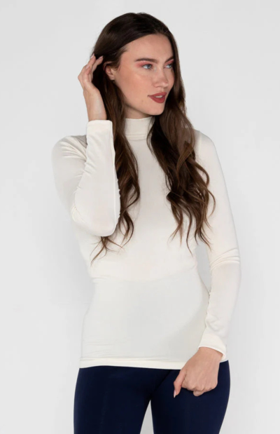 Bamboo Mock Neck Top in ivory