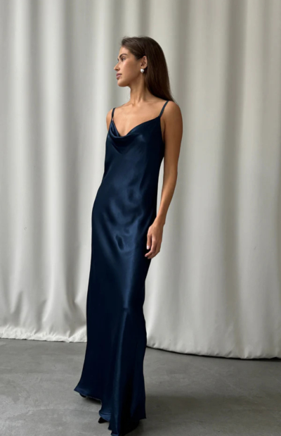 Alena Satin Dress - Deep Navy - coming soon