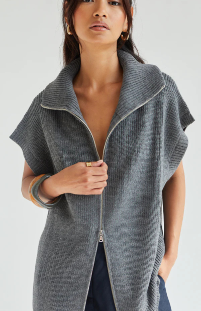 Millie Sleevless Knit Cardigan - Grey