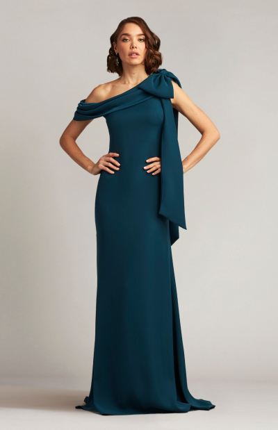 Cassia Bow-Shoulder Crepe Gown - COMING SOON