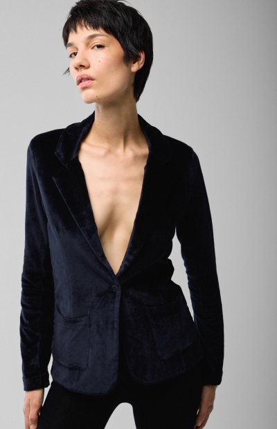 Chita Velour Blazer in marine