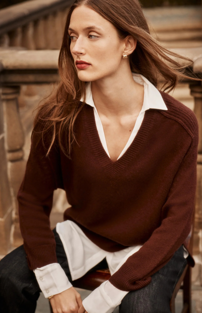 Layered V-Neck Pullover