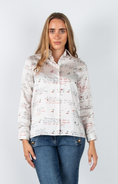 TEA CHERRY AND LETTERS SHIRT