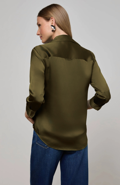 Dani Silk Blouse in olive green - Image 2