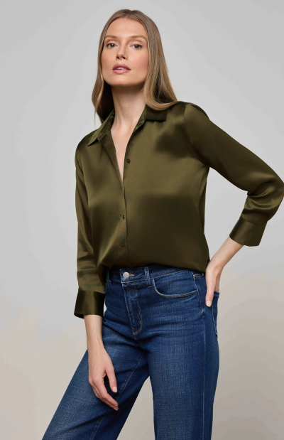 Dani Silk Blouse in olive green