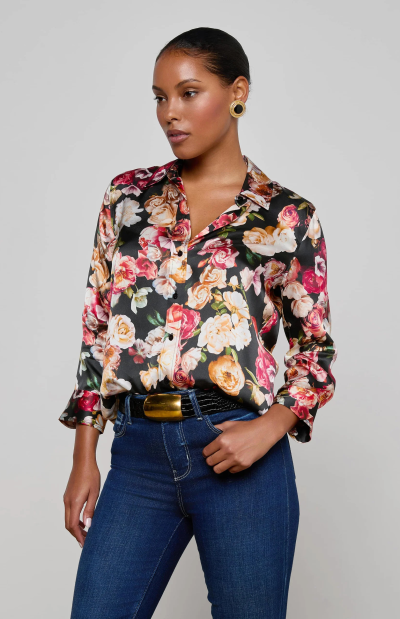 Dani Silk Blouse in Cluster Floral