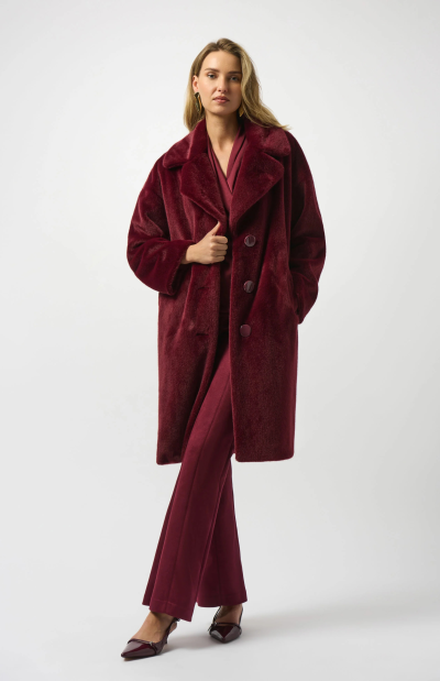 Cassidy Faux Fur Coat in merlot