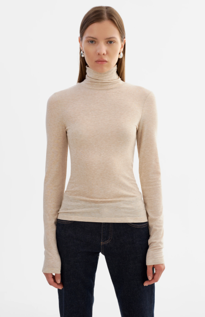 SADIE Long Sleeve Turtleneck in heather beige