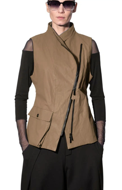 Evie Peplum Vest in beige