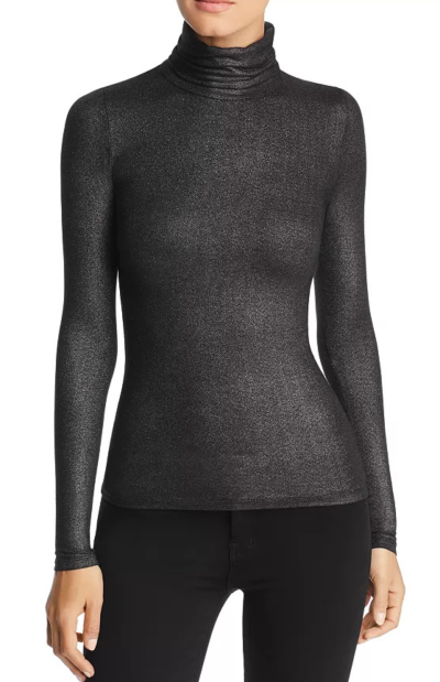 Sayla Metallic Turtleneck in noir