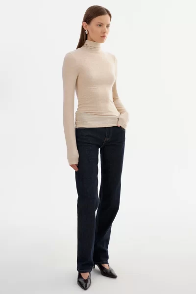 SADIE Long Sleeve Turtleneck in heather beige - Image 5