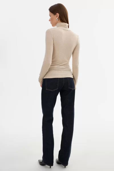 SADIE Long Sleeve Turtleneck in heather beige - Image 3