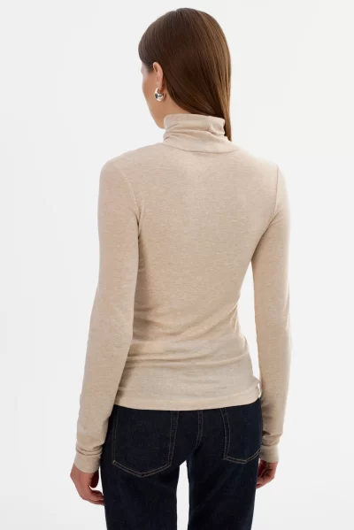 SADIE Long Sleeve Turtleneck in heather beige - Image 2