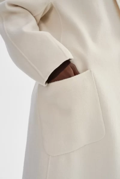 THARA Shawl Collar Wool Coat in Whisper White - Image 4