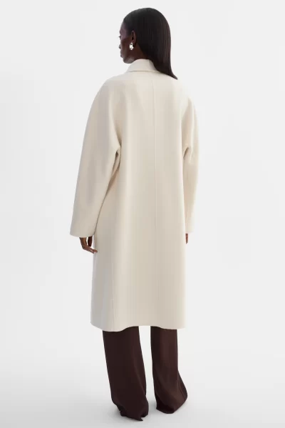 THARA Shawl Collar Wool Coat in Whisper White - Image 2
