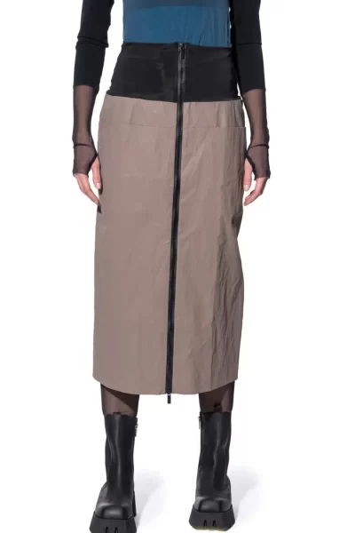 Blakley Zip Skirt in Beige - Image 3