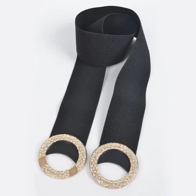 Rhinestone Buckle Elastic Belt - Image 3